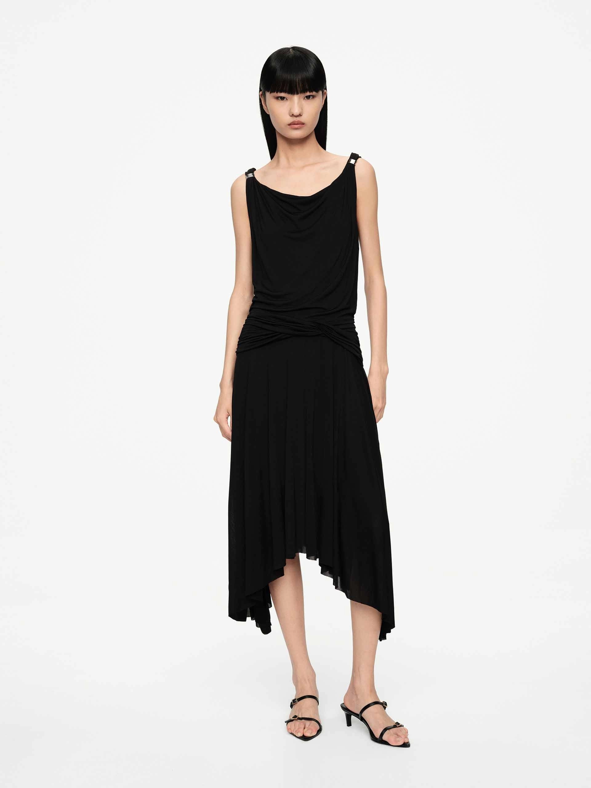 Flowy Hem Sleeveless Dress Polished Appearance Soft cotton blend dress