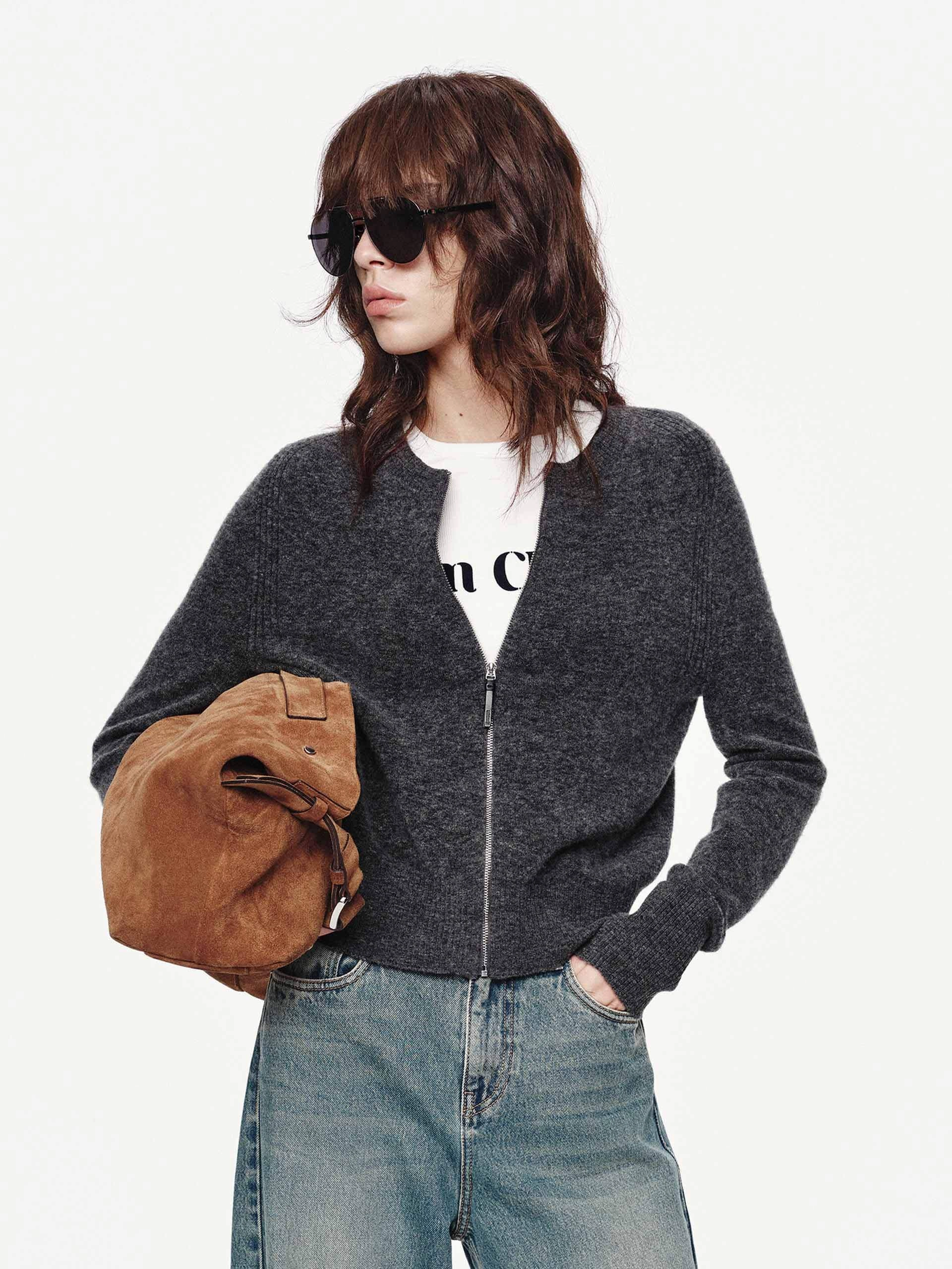 Wool Blend Knitted Cardigan Anti Pilling Technology Odor control