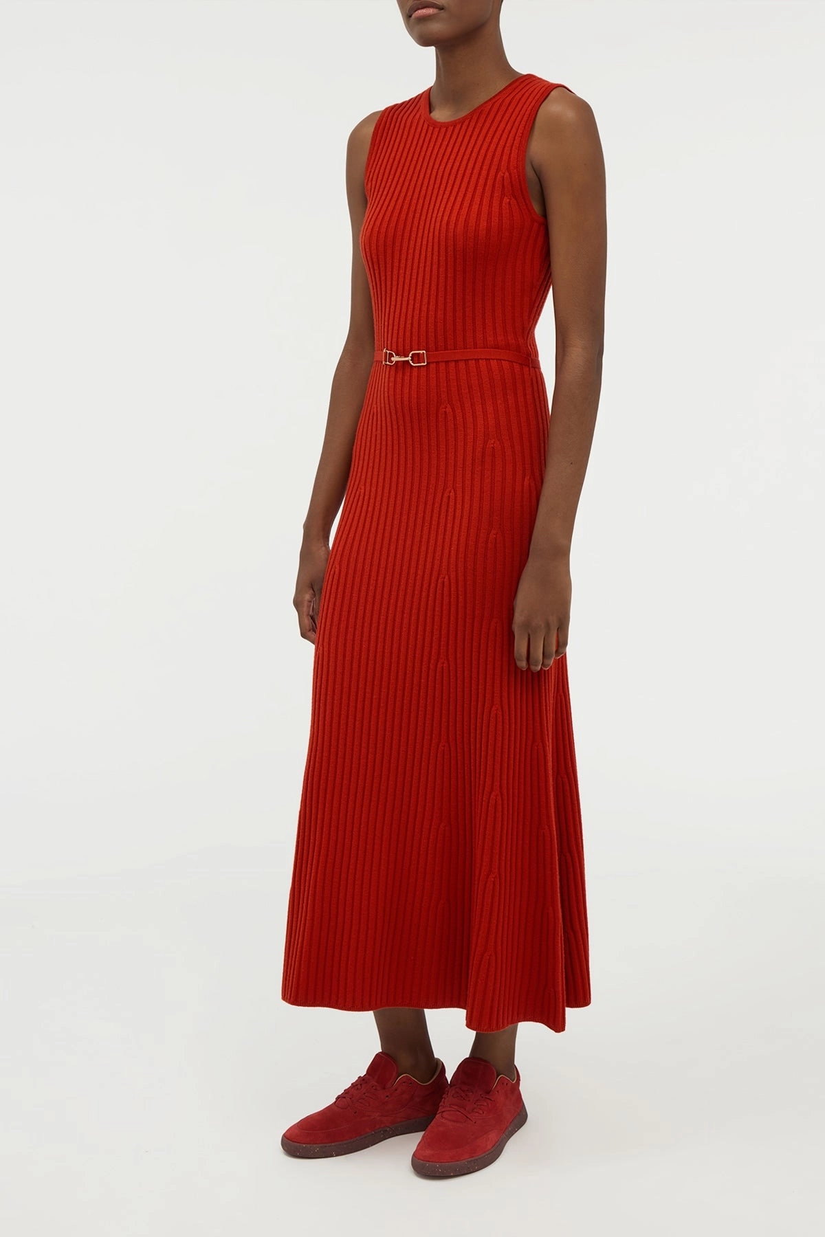 weekday look Meier Knit Midi Dress in Antelope Orange Merino Wool Cashmere