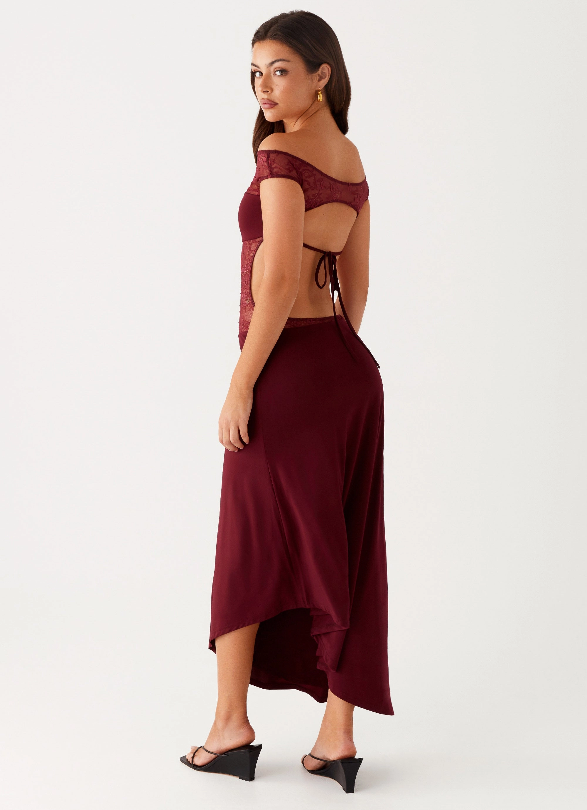 Air Touch Francoise Lace Midi Dress - Burgundy