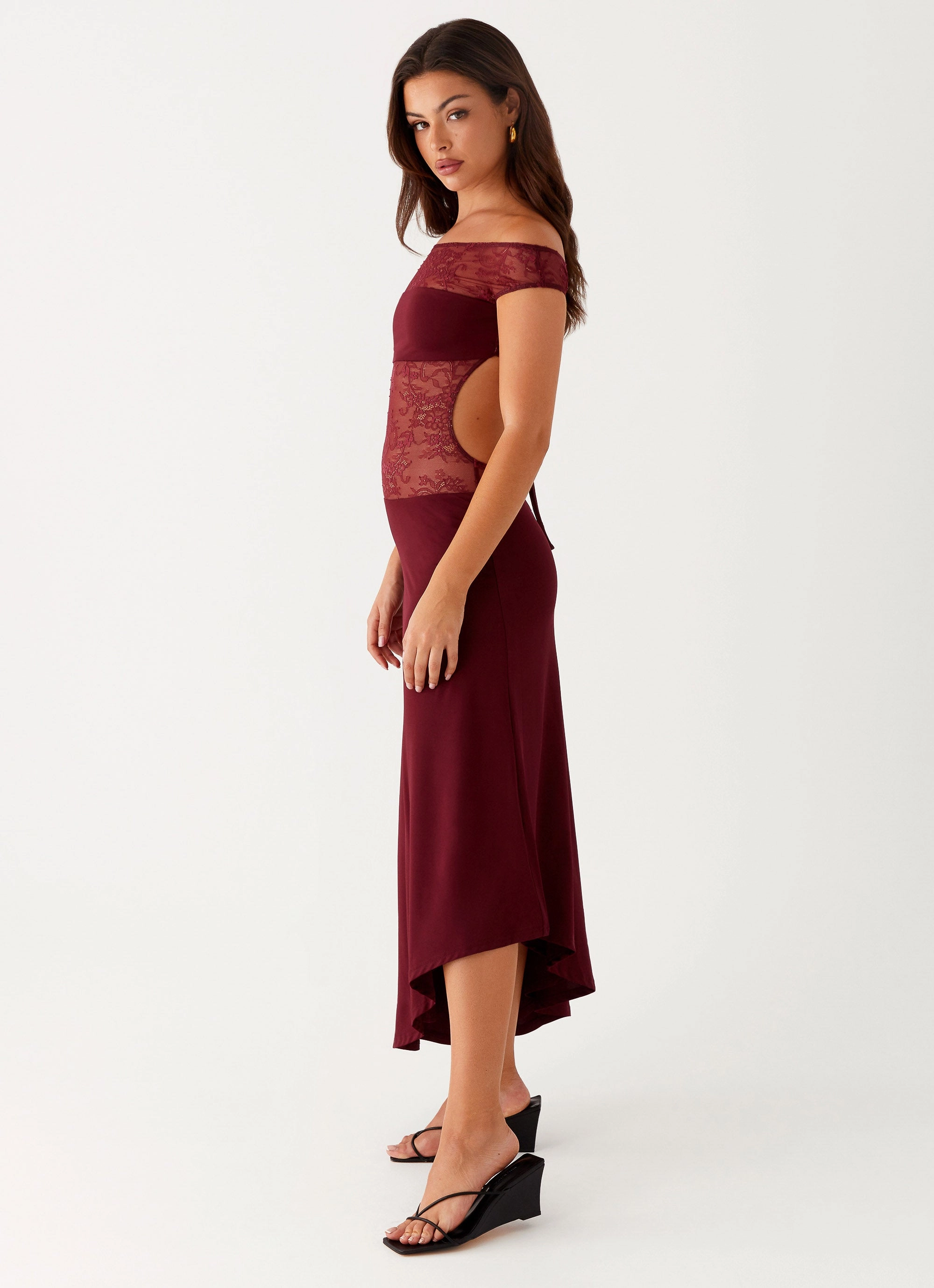 Francoise Lace Midi Dress - Burgundy Calm Mood