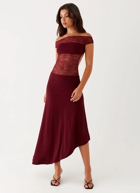 Francoise Lace Midi Dress - Burgundy Effortless Layering
