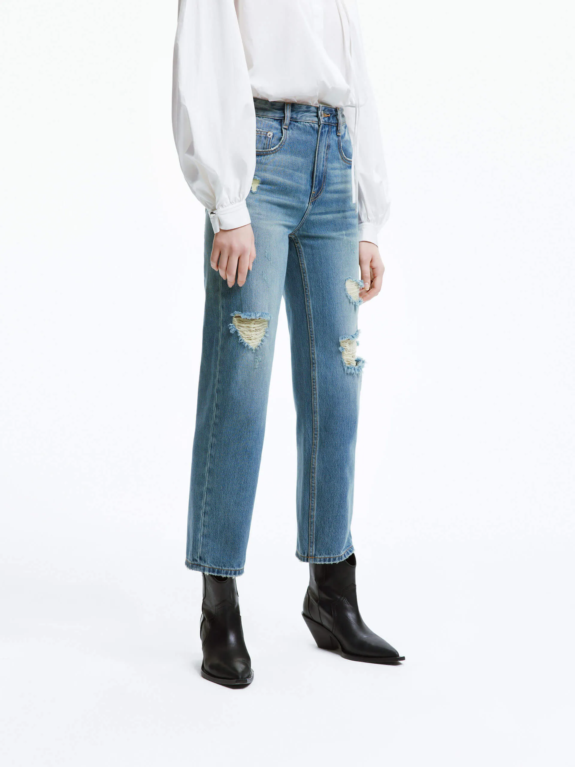 Frayed Detail Ankle Jeans Street Ready