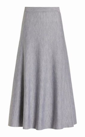 Quick Dressing Freddie Knit Midi Skirt in Heather Grey Merino Wool Cashmere