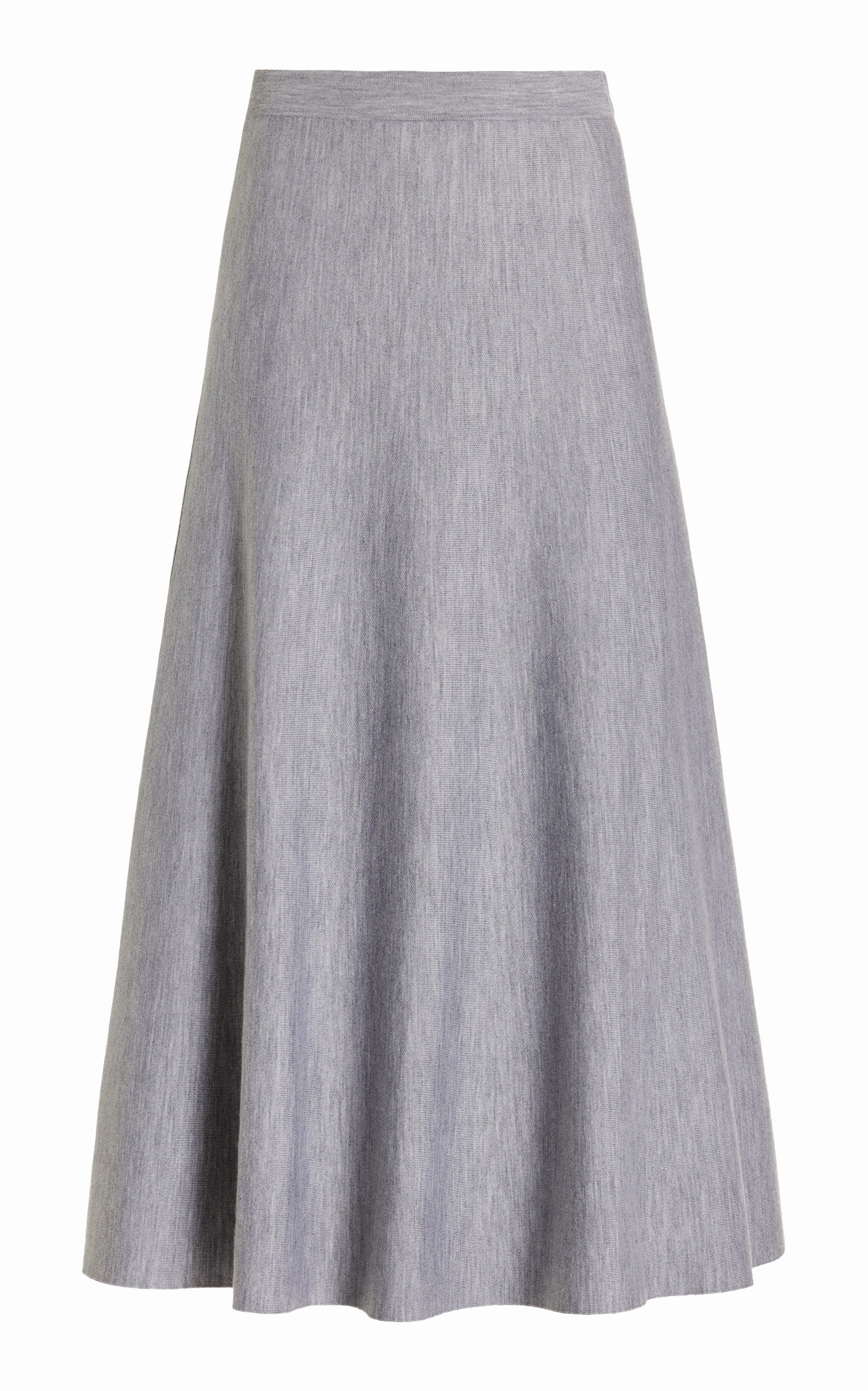Quick Dressing Freddie Knit Midi Skirt in Heather Grey Merino Wool Cashmere