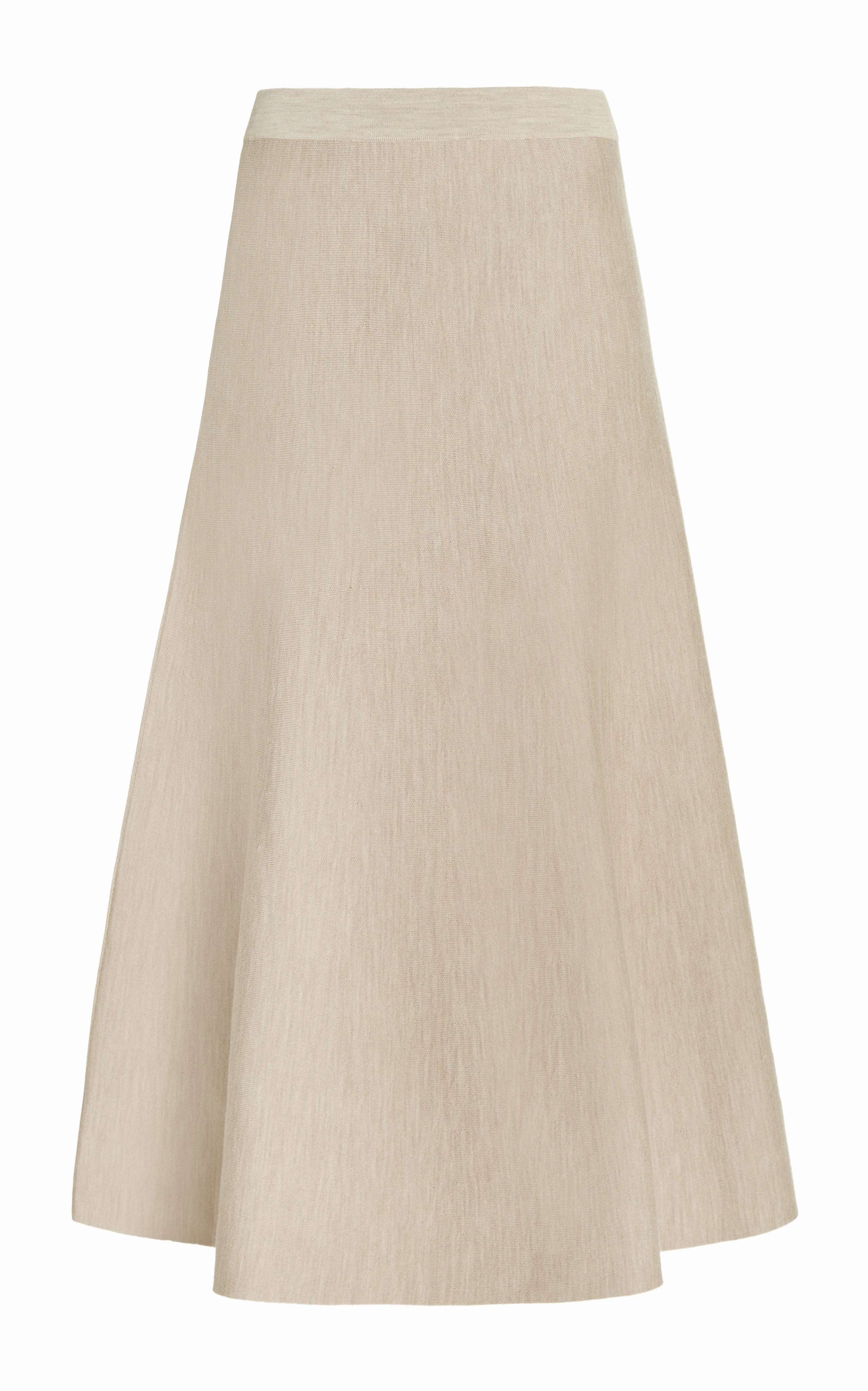 Circular Knit Design Freddie Knit Midi Skirt in Oatmeal Merino Wool Cashmere