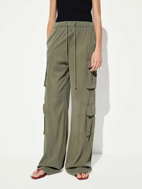 Relaxed Cargo Straight Pants ElasticWaist Flexible Knee Articulation