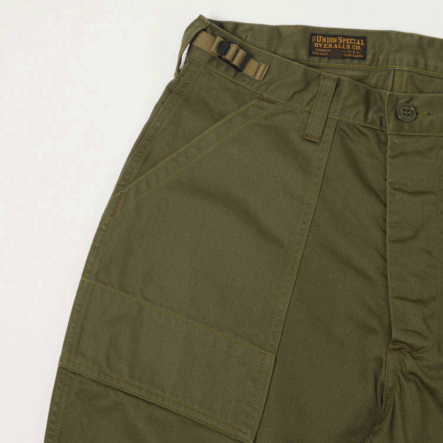 Soft Feel Layered Look Freewheelers & Co Union Special Overalls 'Sidewinder' Military Short - Dark Olive