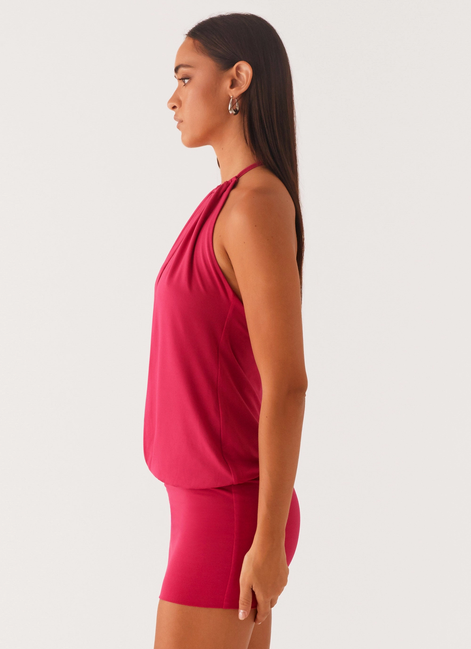 Ayisha Mini Dress - Fuchsia Pink Flattering Design Wear Simple Yet Elegant
