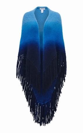 Lauren Knit Wrap in Dip Dye Sky Blue Welfat Cashmere Eco Dyeing Method Street Comforted