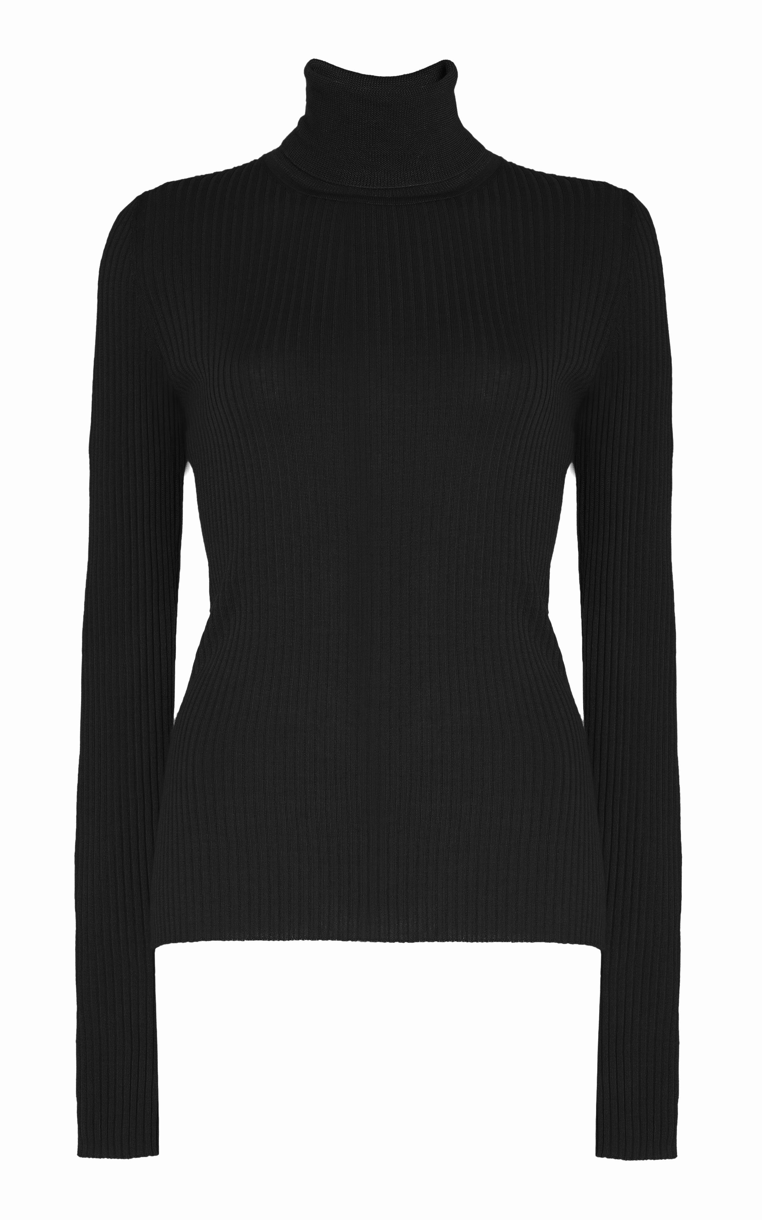 Peppe Knit Turtleneck in Black Cashmere Silk Thermoregulating Fabric