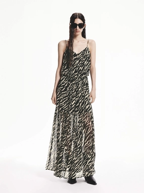 Pleat Breeze Festival Mood Maxi Tiger Print Cami Dress