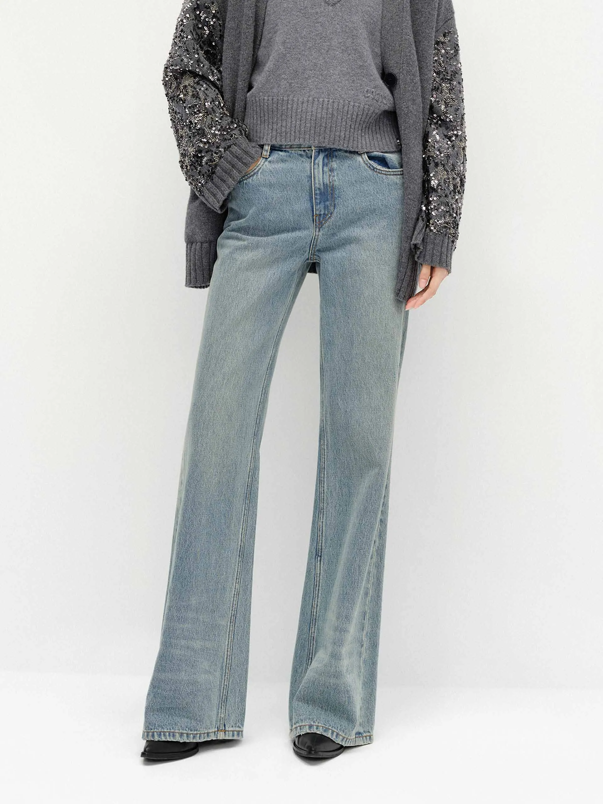 Outdoor Adventure Party Look Youth Style Full Length Cotton Jeans