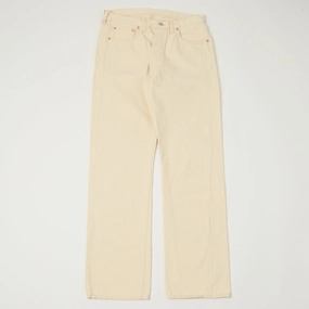 No Gap Waist Design Modern Weekend Style Full Count 1101 13.75oz Loose Straight Jean - Ecru One Wash