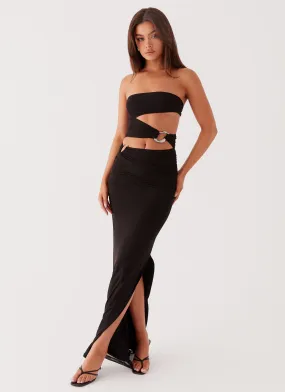 Into Pieces Mesh Maxi Dress - Black Soft cotton dress