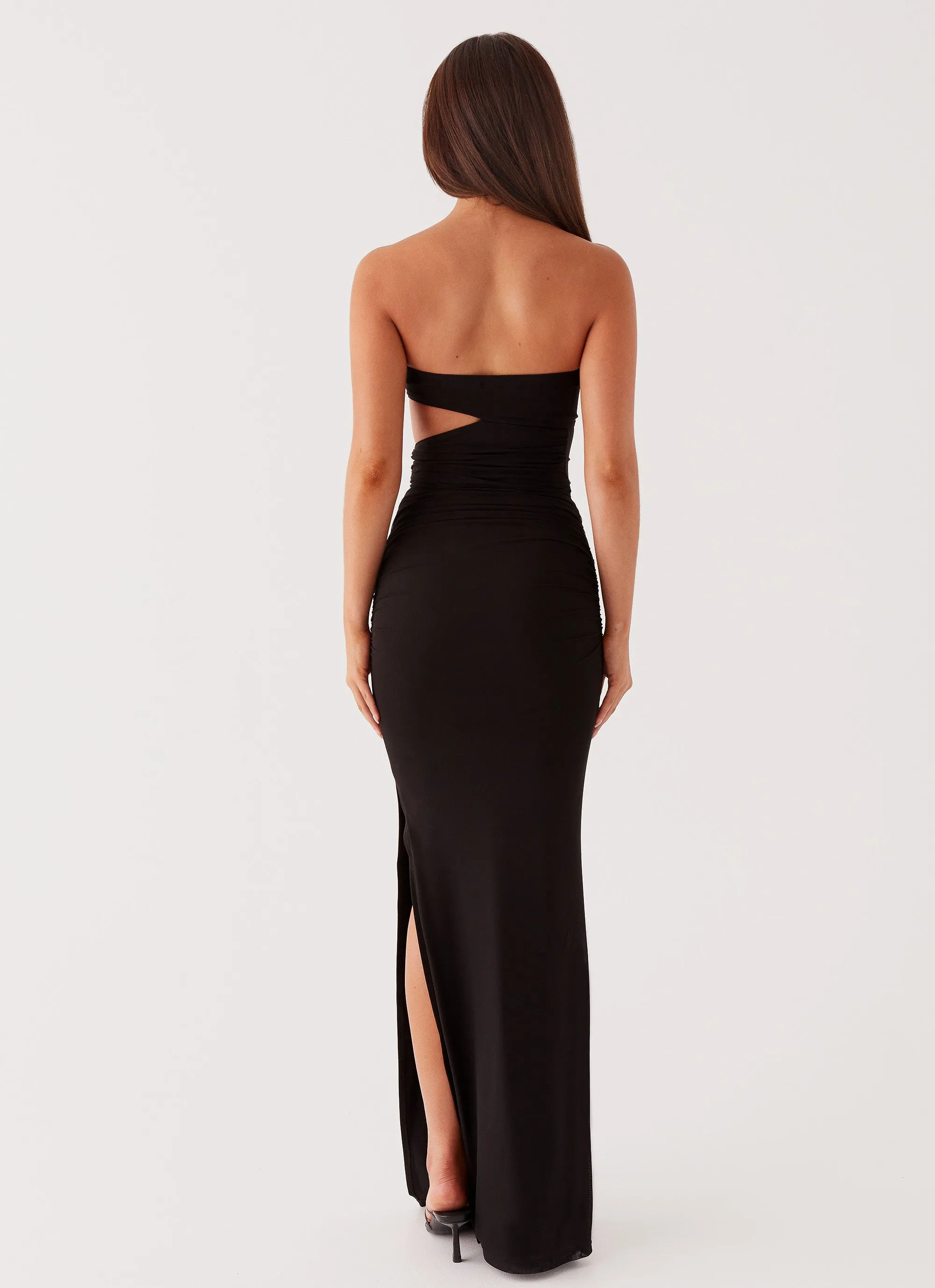 Soft Tones Fitted Mood Into Pieces Mesh Maxi Dress - Black