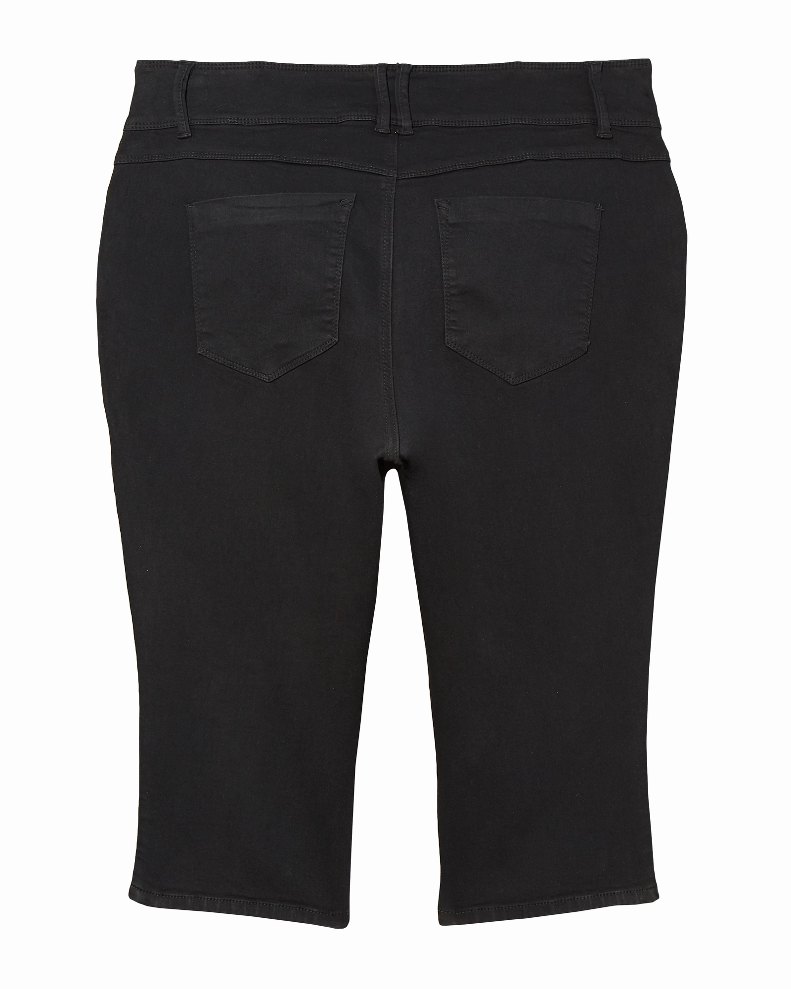 Smart Tailoring Modern Straight Leg Cary Double Button Contour Capri | Black