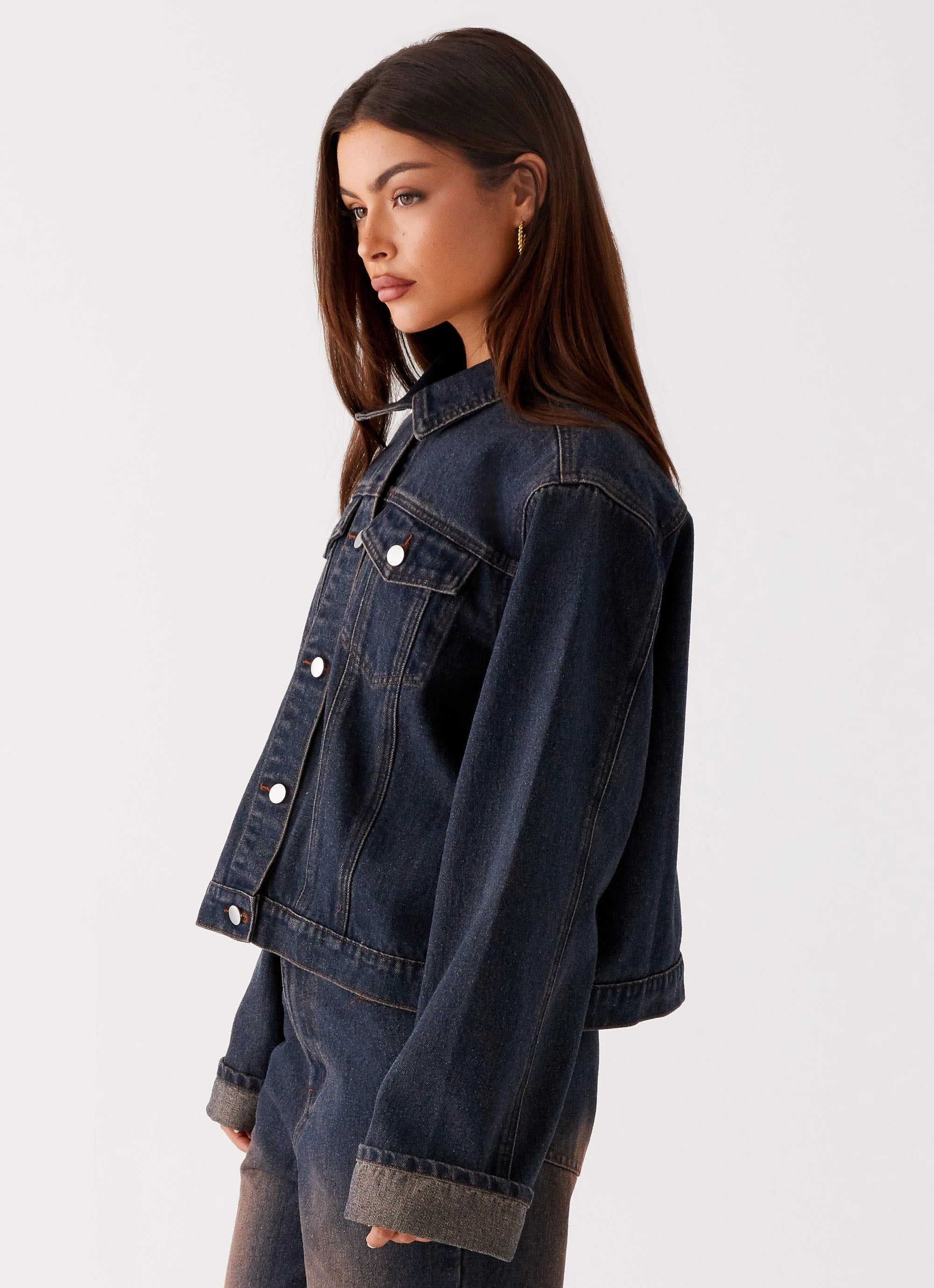 Back Again Oversized Denim Jacket - Brown Blue Acid Wash sports event