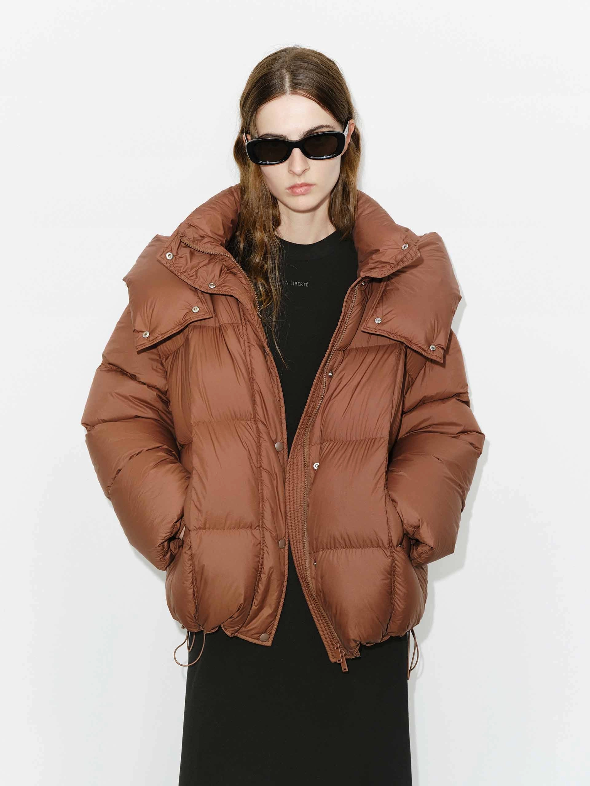 Funnel Neck Puffer Jacket Effortless Look
