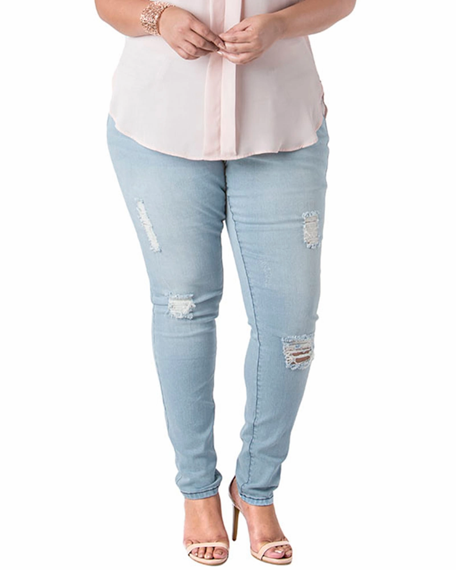 Trend Friendly Gayle Destressed Skinny Jeans | Blue Destroyed