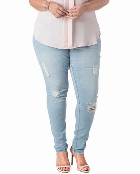 Trend Friendly Gayle Destressed Skinny Jeans | Blue Destroyed