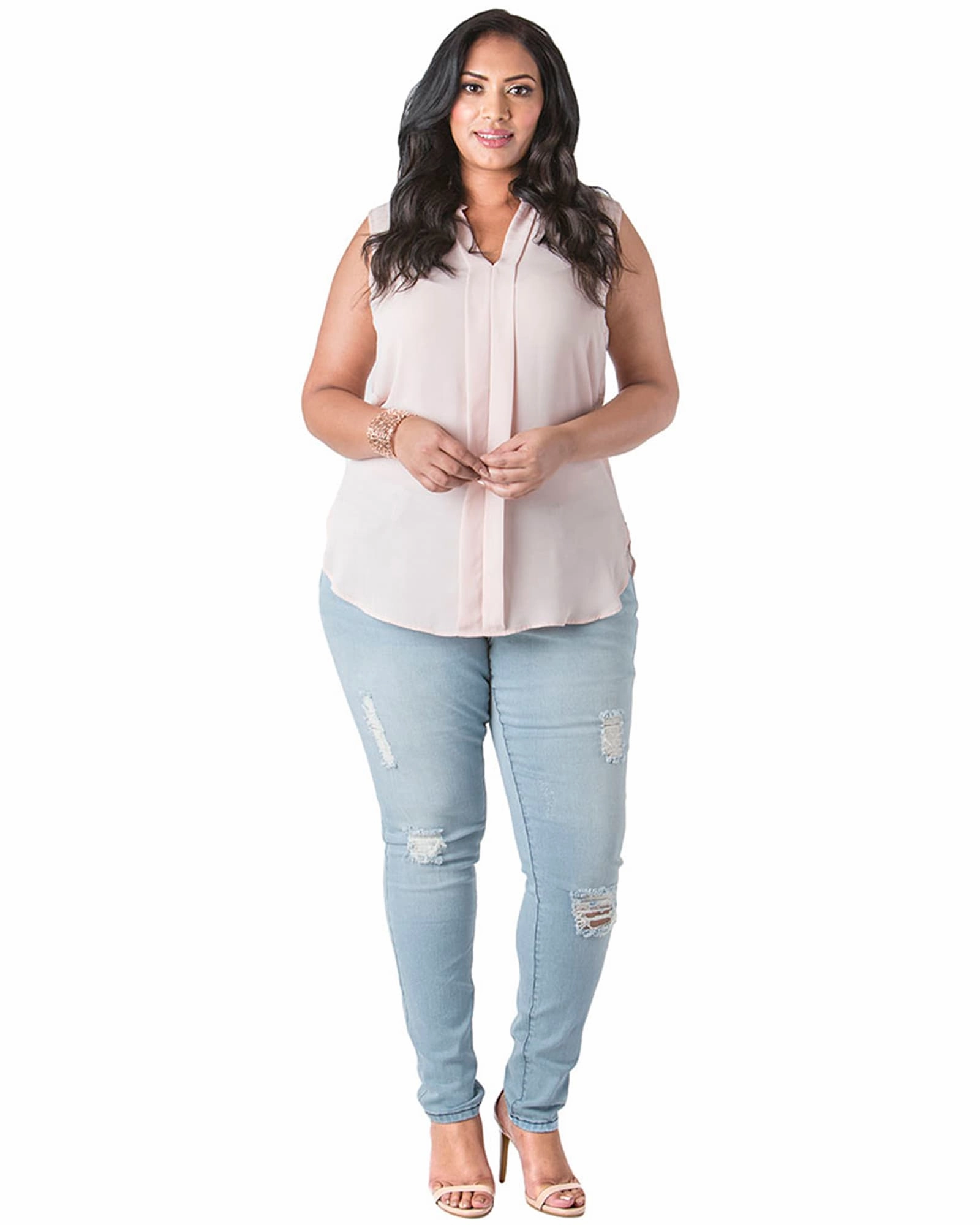 Family Style Elegant Gayle Destressed Skinny Jeans | Blue Destroyed