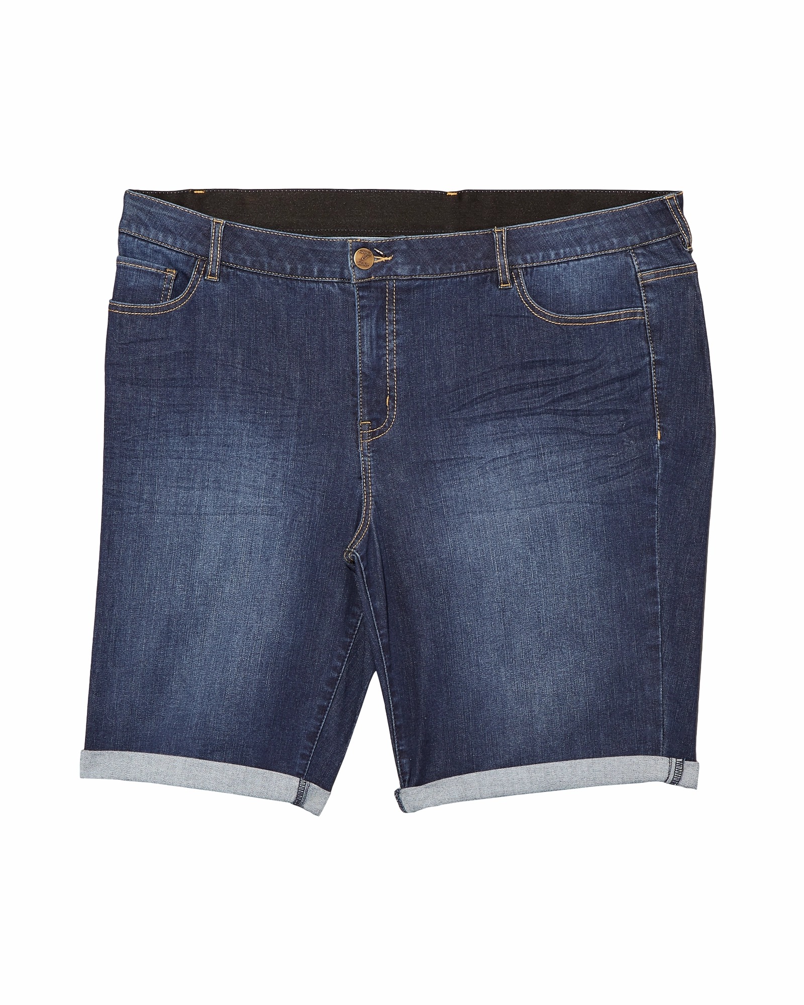 Flexible Comfort Gem Cuffed Bermuda Short | Dark Wash