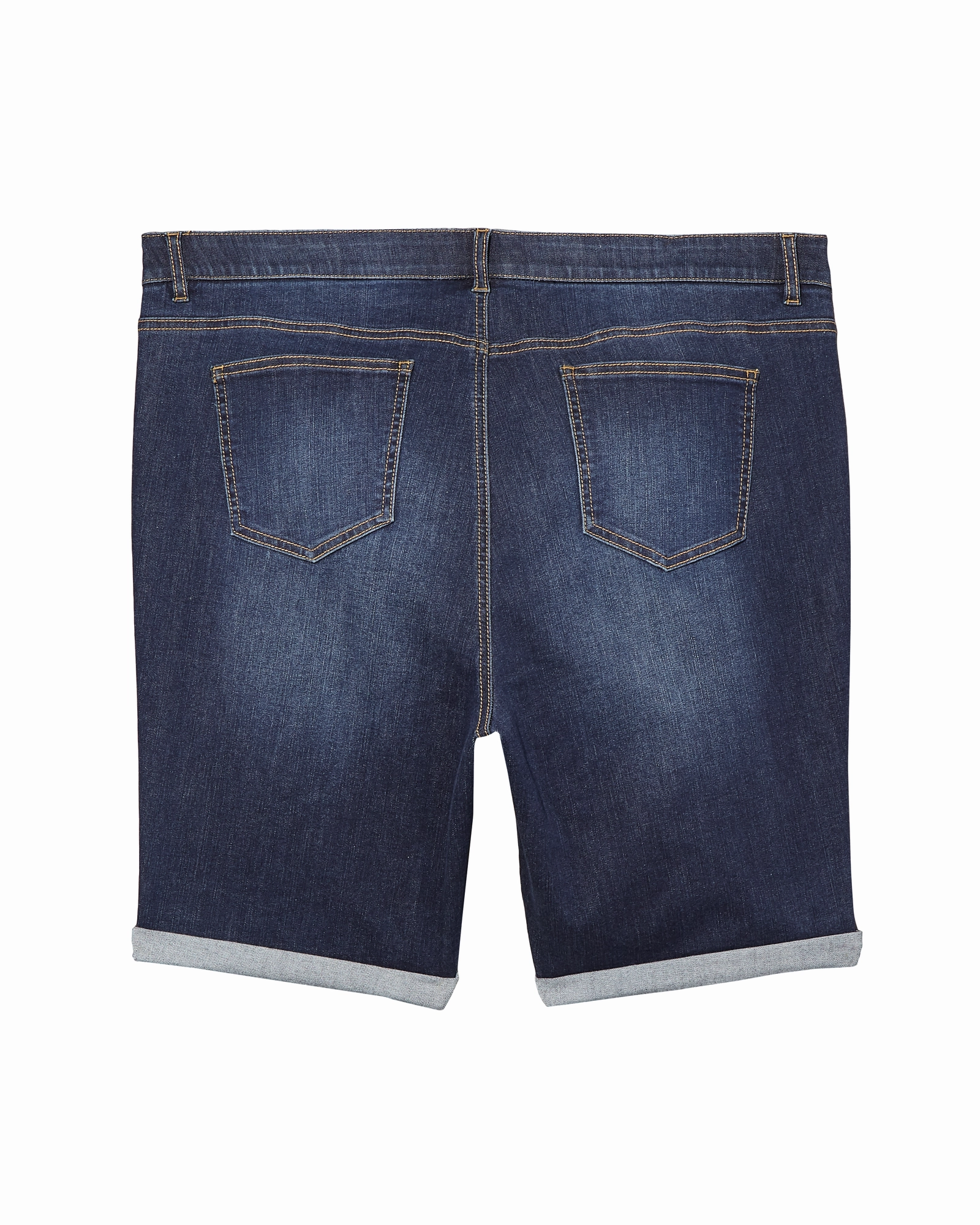 Gem Cuffed Bermuda Short | Dark Wash Softened Seams
