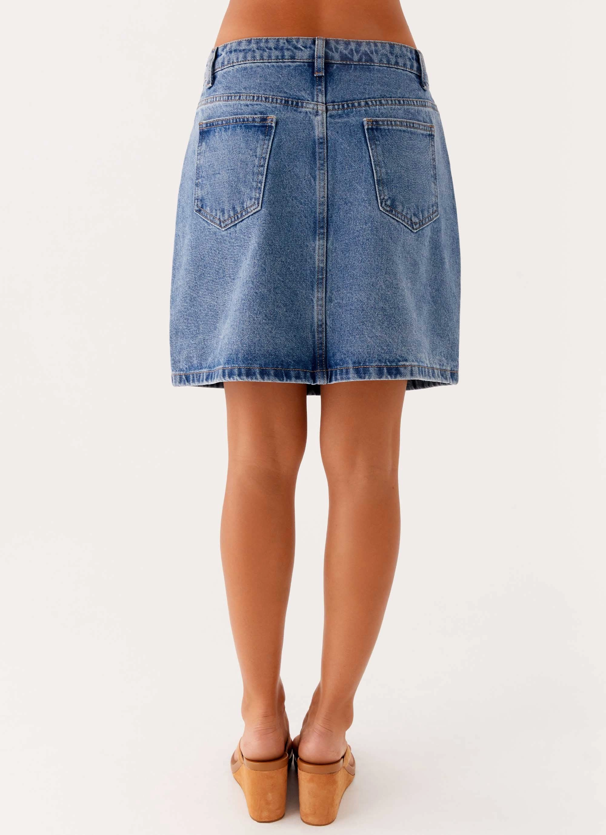 Soft Aesthetic Stella Low Rise Mini Skirt - Blue