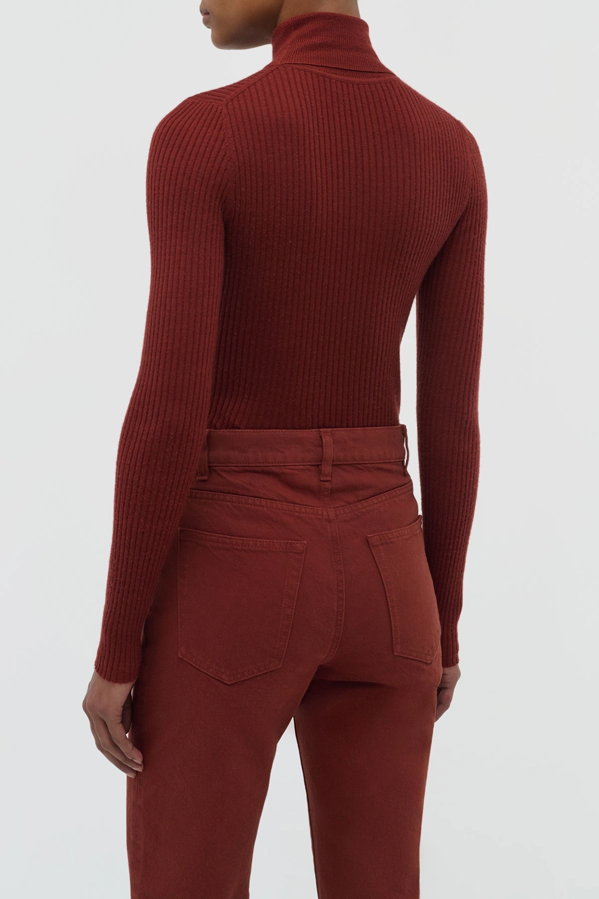 Peppe Knit Turtleneck in Burnt Sienna Cashmere Silk Brushed Inner Lining