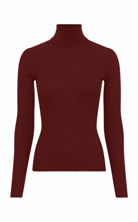 Autumn Layer Double Layer Thermal Peppe Knit Turtleneck in Burnt Sienna Cashmere Silk
