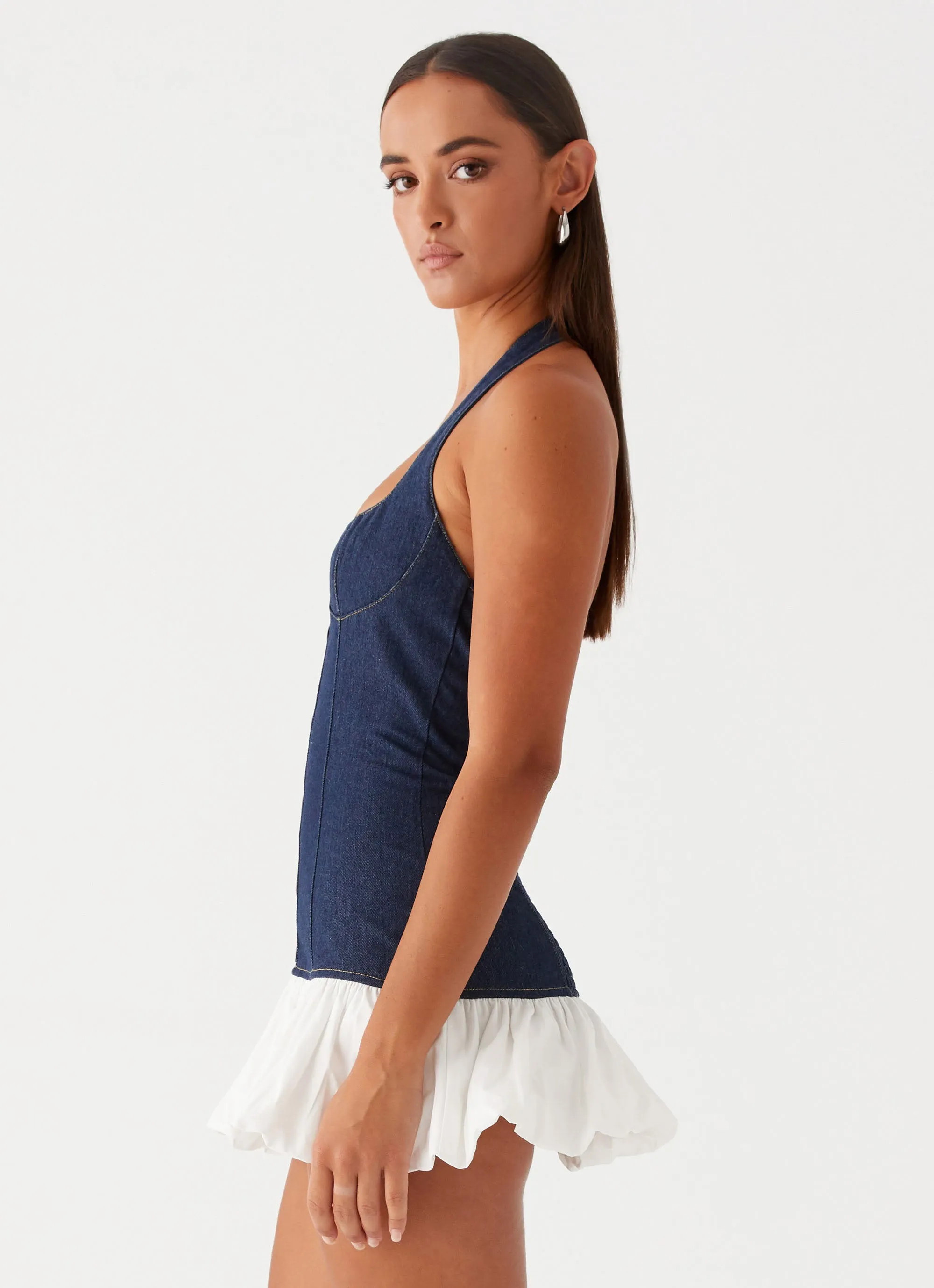 Easy Flow Georgina Denim Mini Dress - Blue