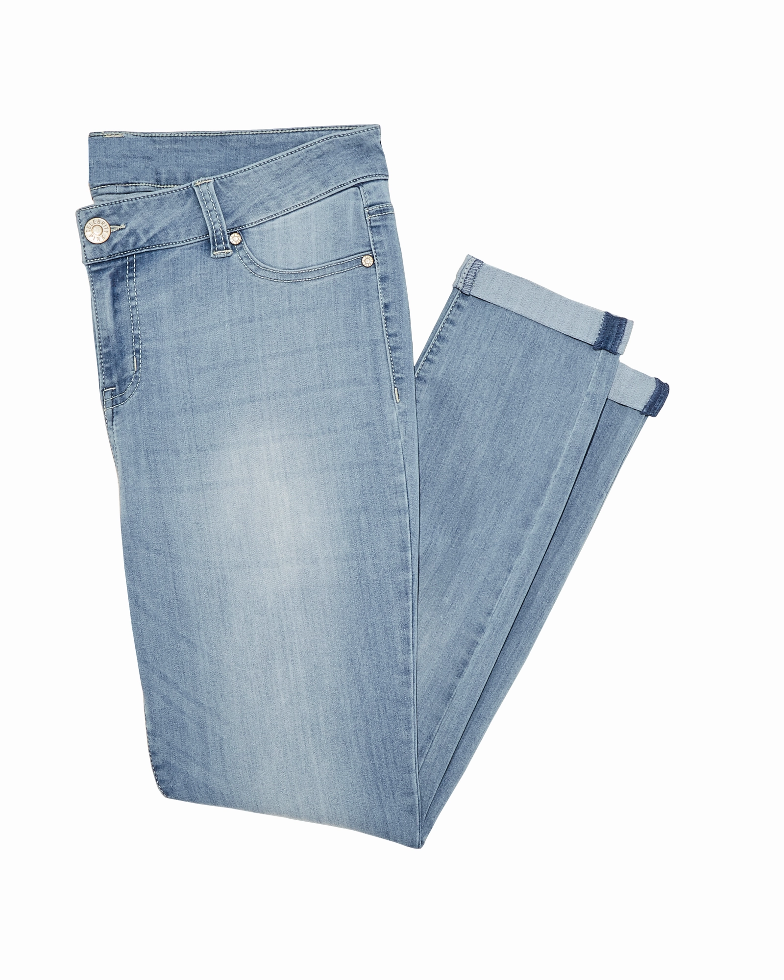 Perfect Length Anti Slip Waistband Girona Ankle Skinny with Rolled Hem | Light Wash