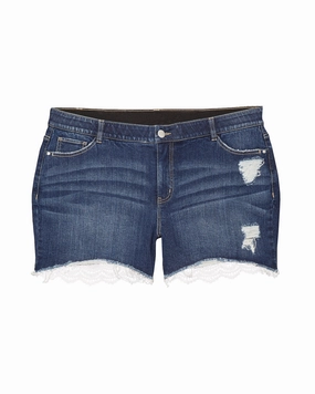 Glendale Distressed Short with Lace Hem | Medium Wash Daily Go-To Utility Fit