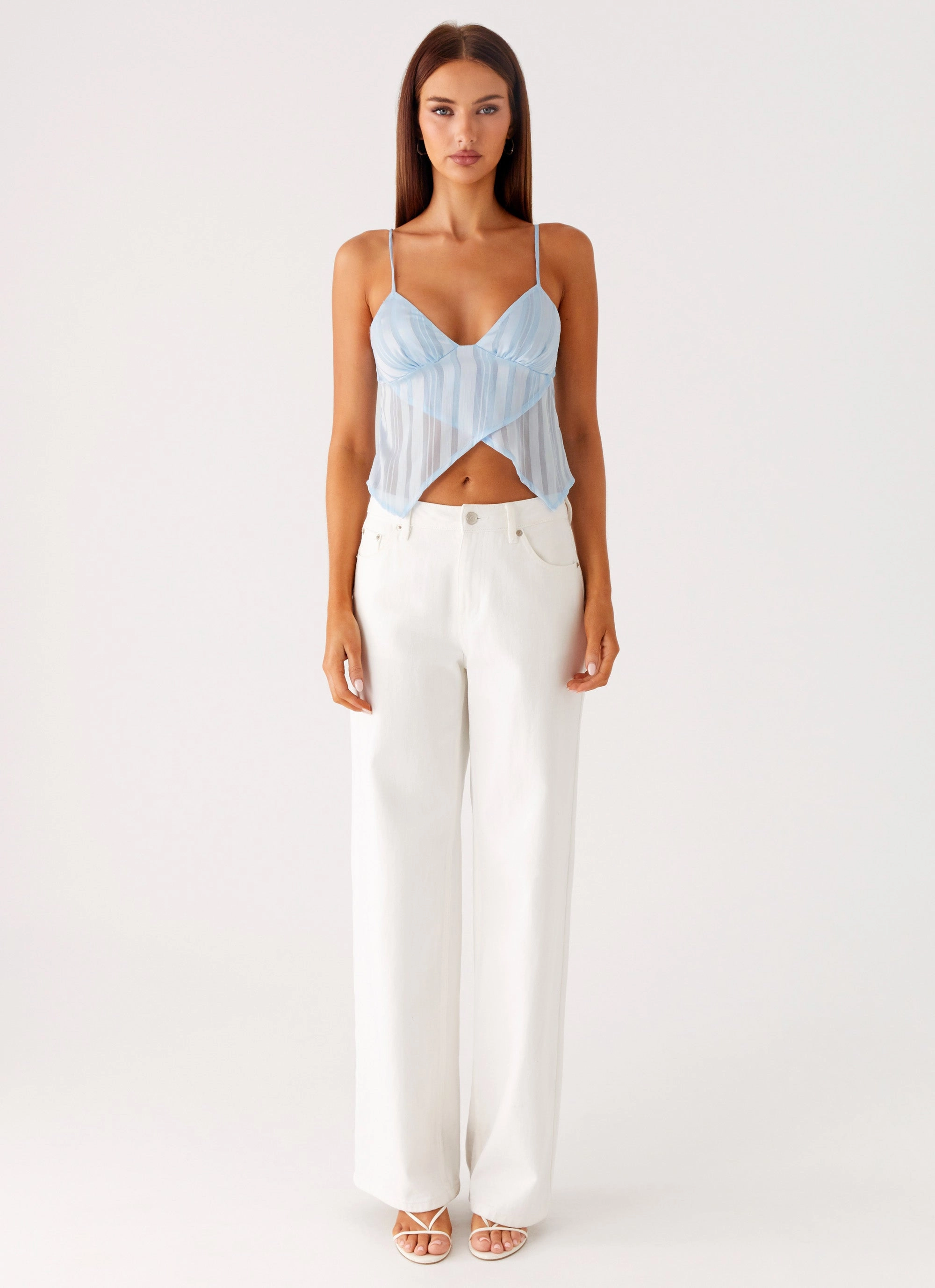 Airflow Channel Design mobile Glynne Frill Top - Baby Blue