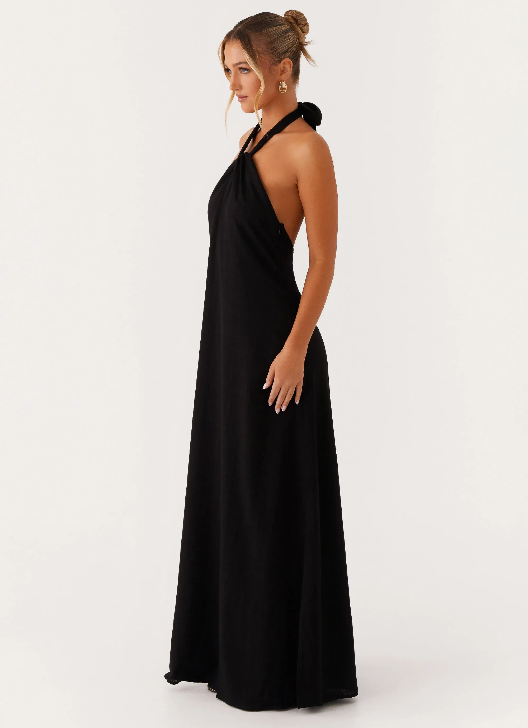 Golden Child Linen Maxi Dress - Black Travel piece Timeless elegance