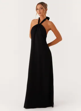 Golden Child Linen Maxi Dress - Black Vibrant Waist Fit Soft Motion