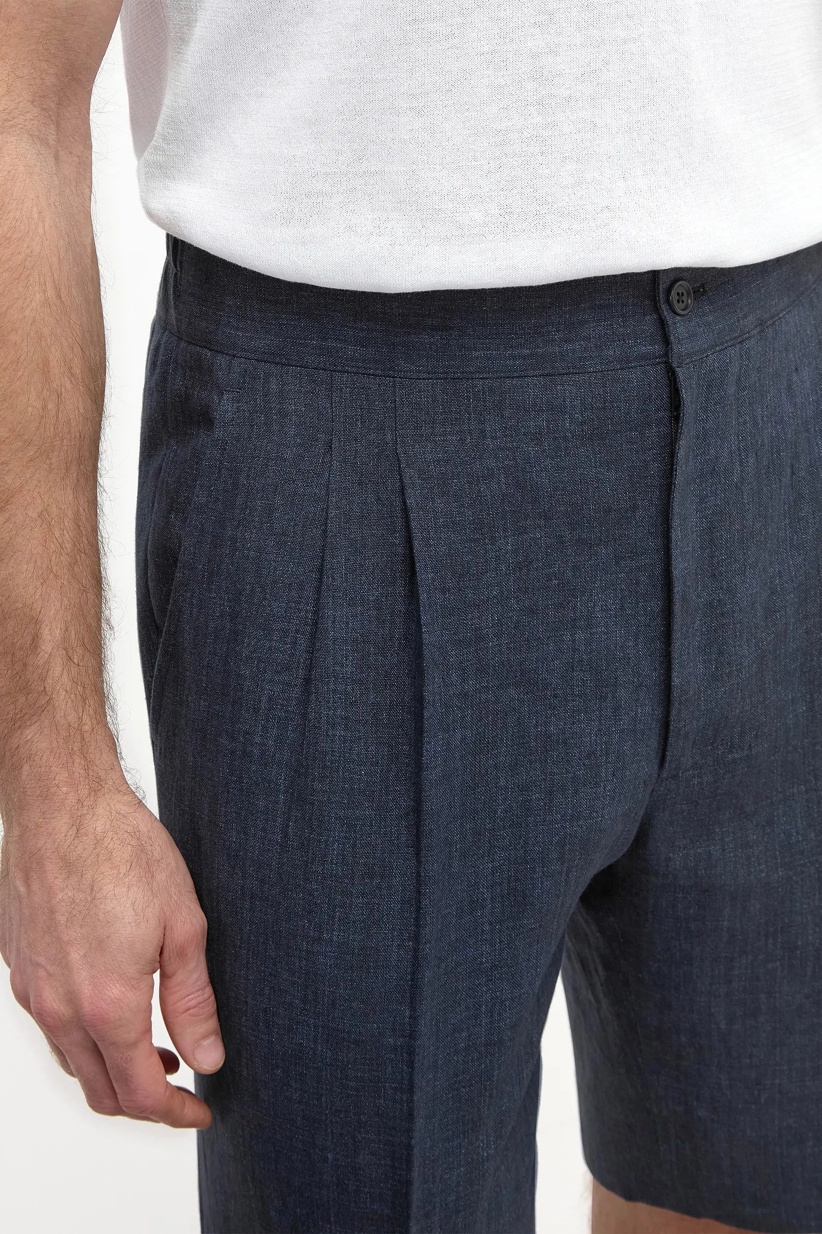 Blue linen relaxed shorts - Made in Italy SeamlessConstruction