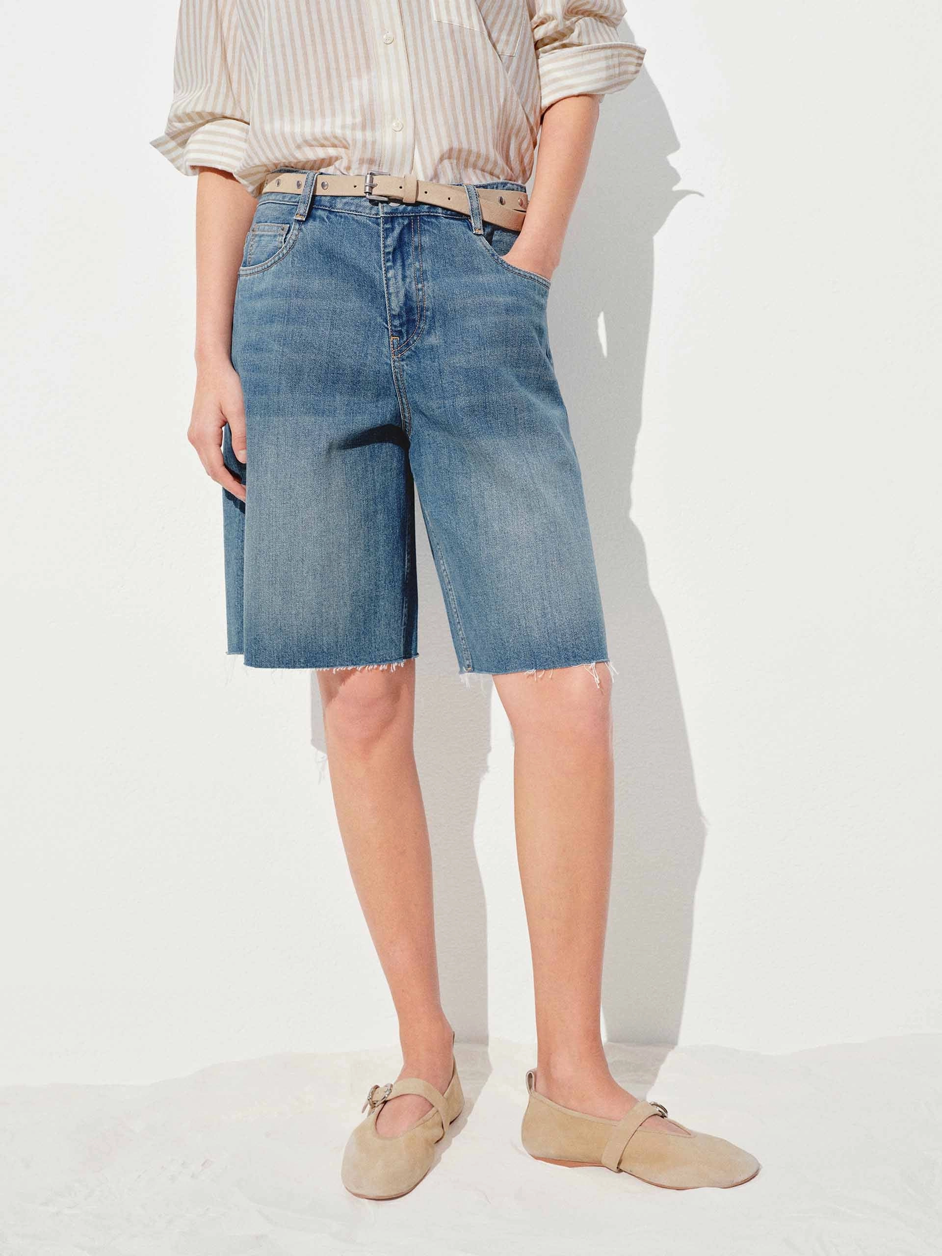 Raw Hem Wash Denim Shorts Daily Comfort Hot Weather