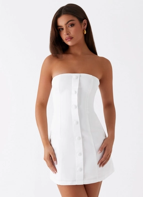 Good Lies Mini Dress - White Gloss Accent