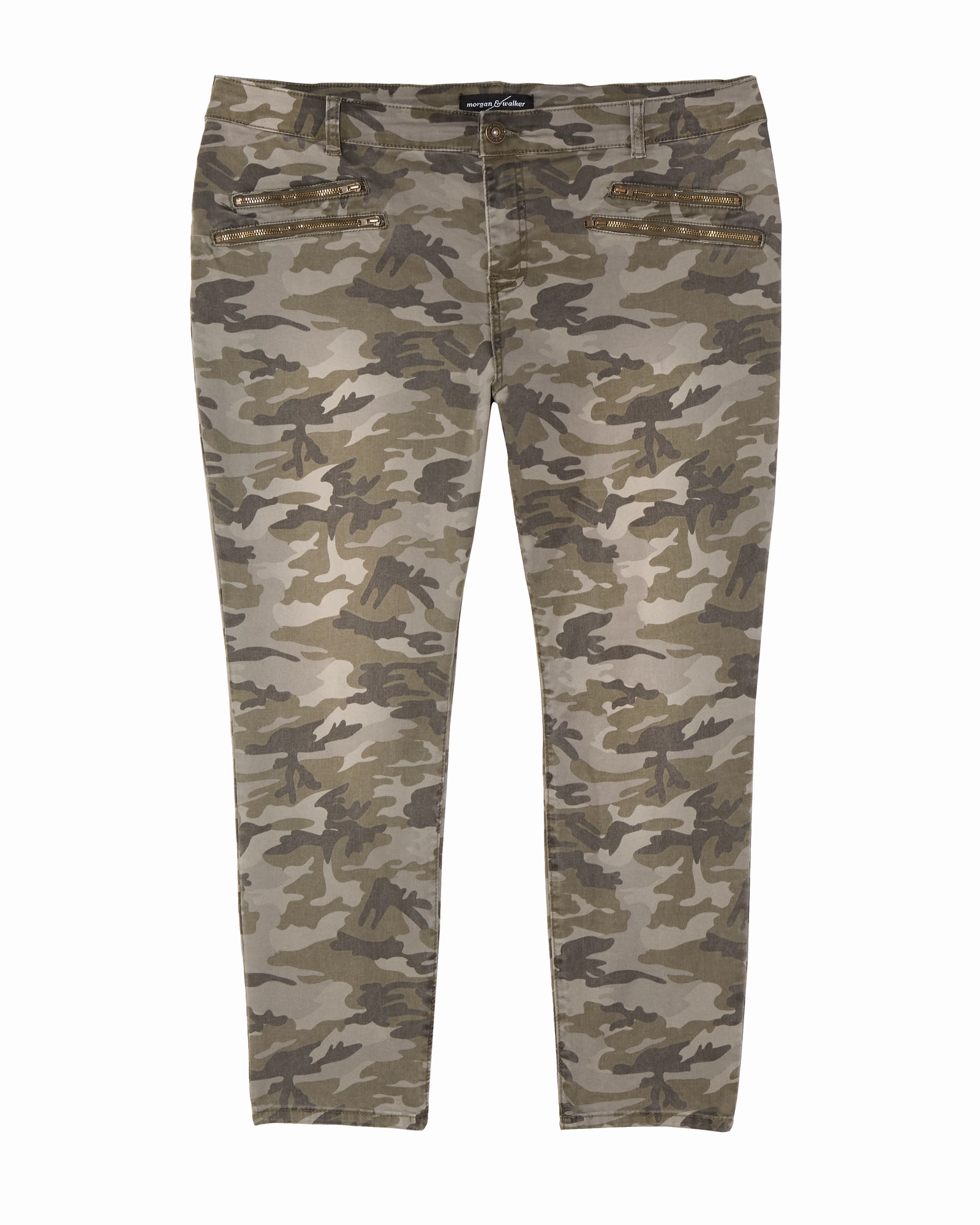 Gowanus Camo Print Jean with Double Zipper Detail | Olive Green All Body Fit