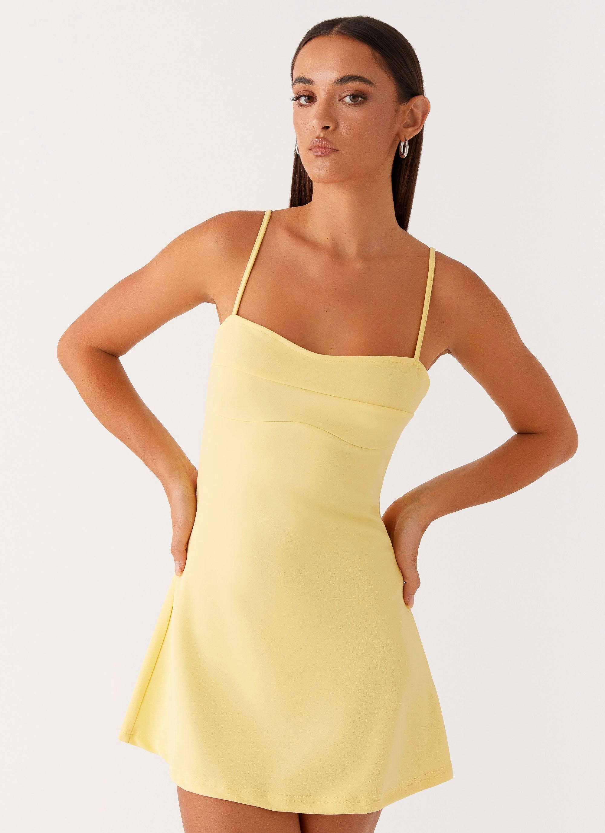 Cindy Mini Dress - Yellow Asymmetrical hem Fresh Appeal