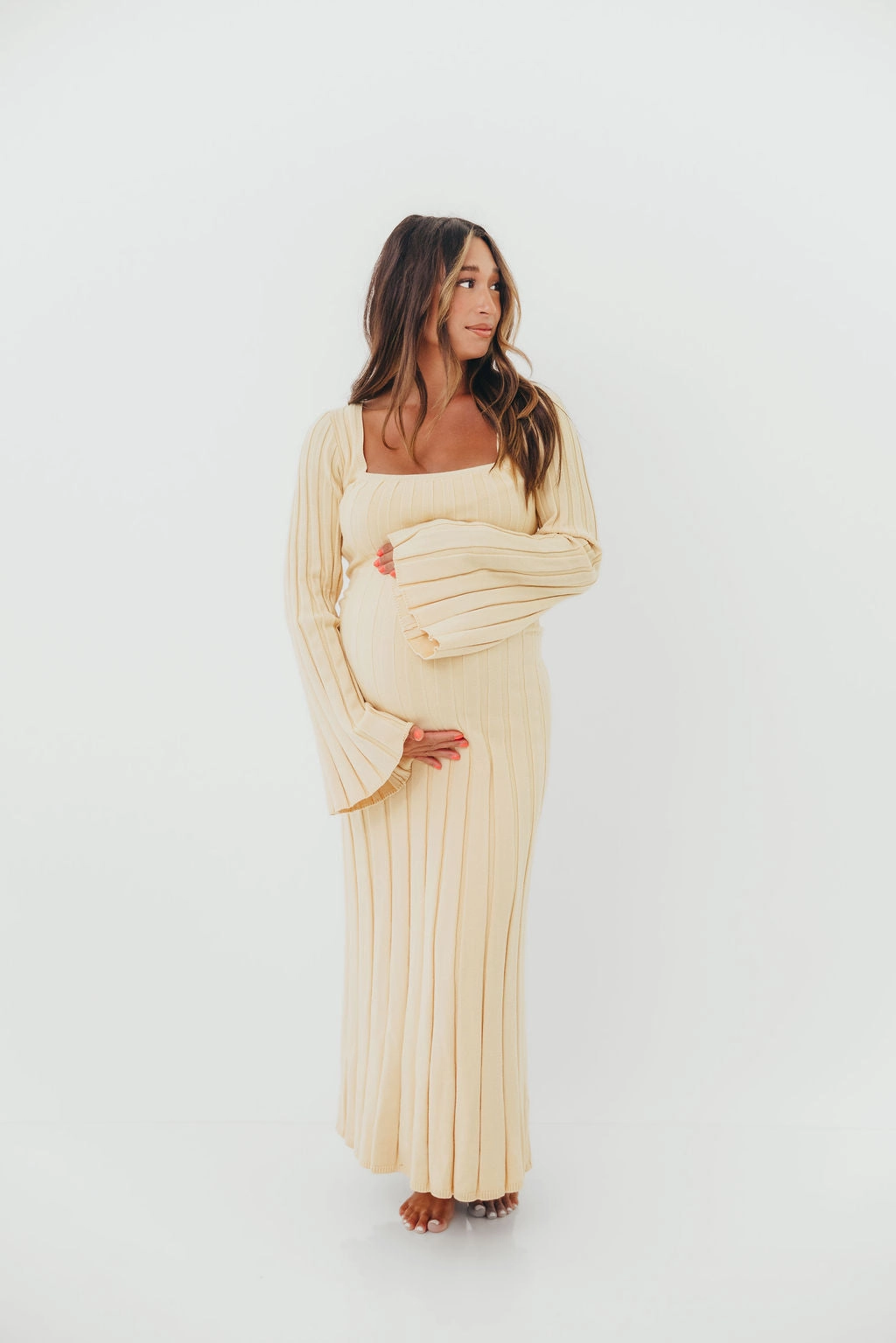 Rowan Square Neck Maxi Dress in Buttercream Artistic Flair