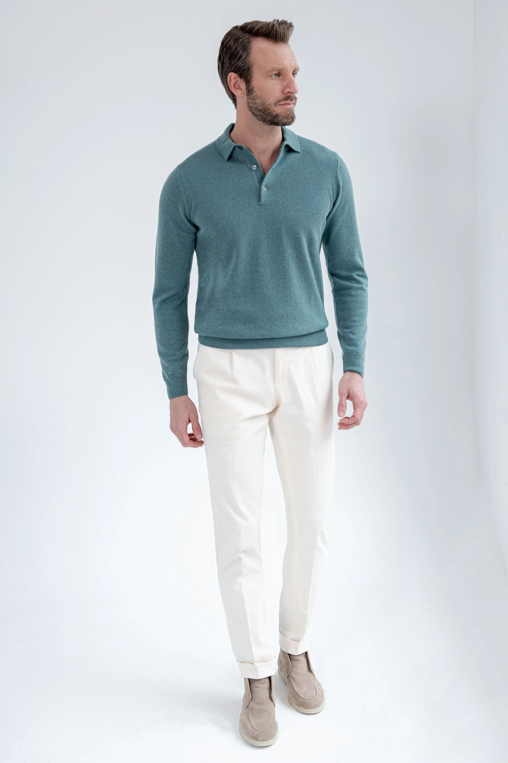 City Trend Modern Layer Green cashmere polo ?C Made in Italy