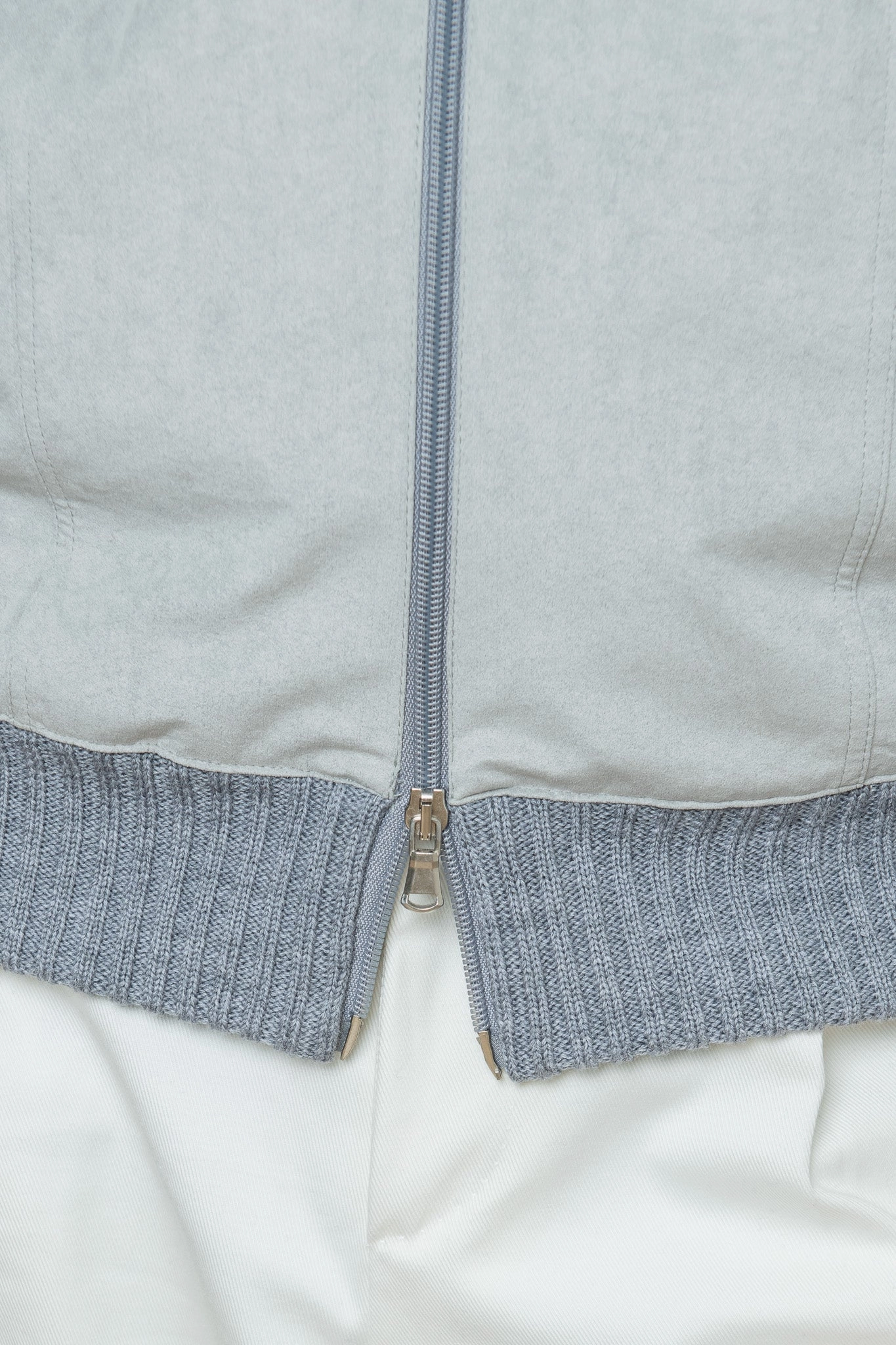 Daily Trend Grey and light grey cardigan - Alcantara & wool - Made in Italy