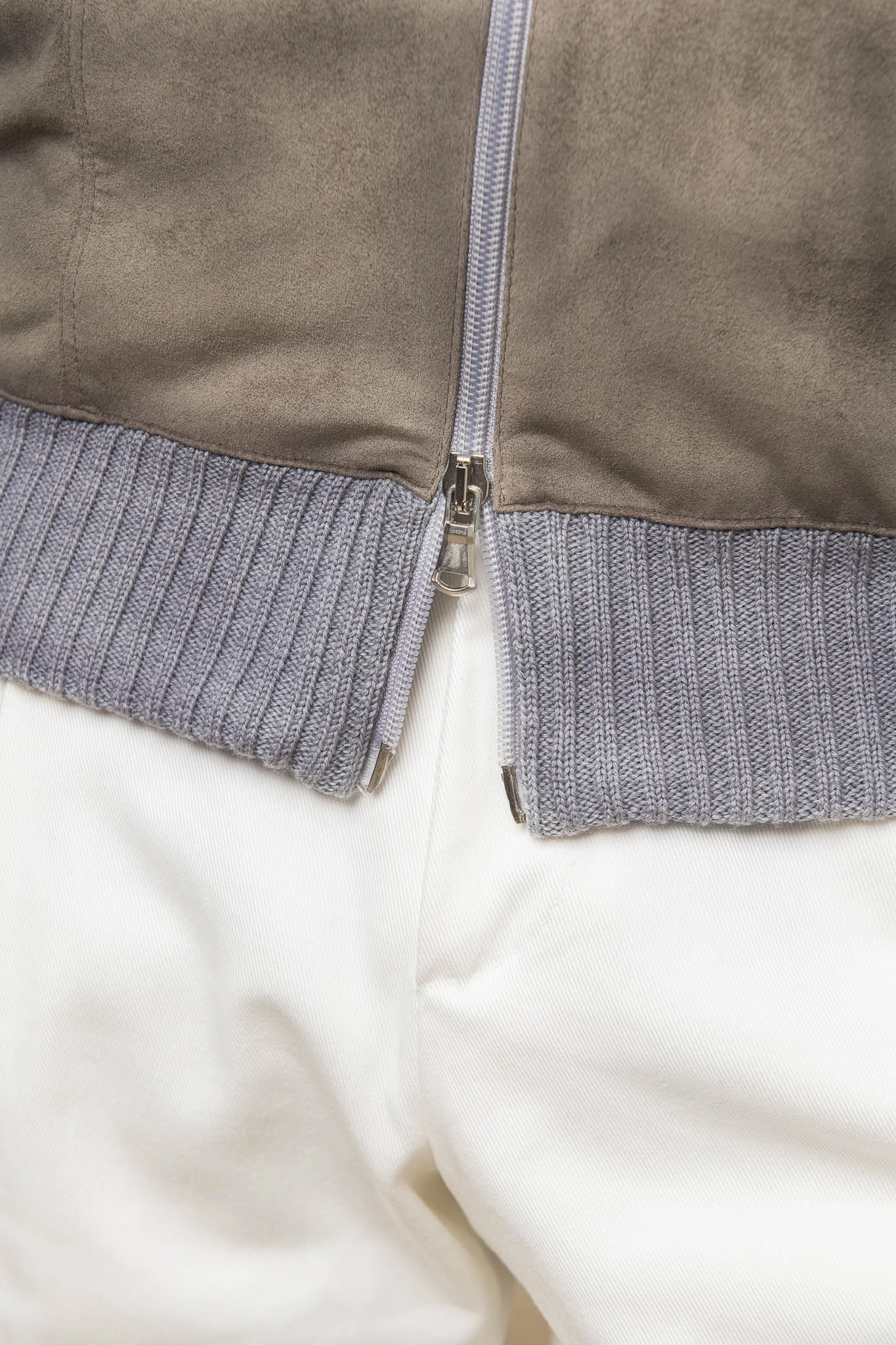 Grey and taupe cardigan - Alcantara & wool - Made in Italy Quick Dry Integration Fall Outfit