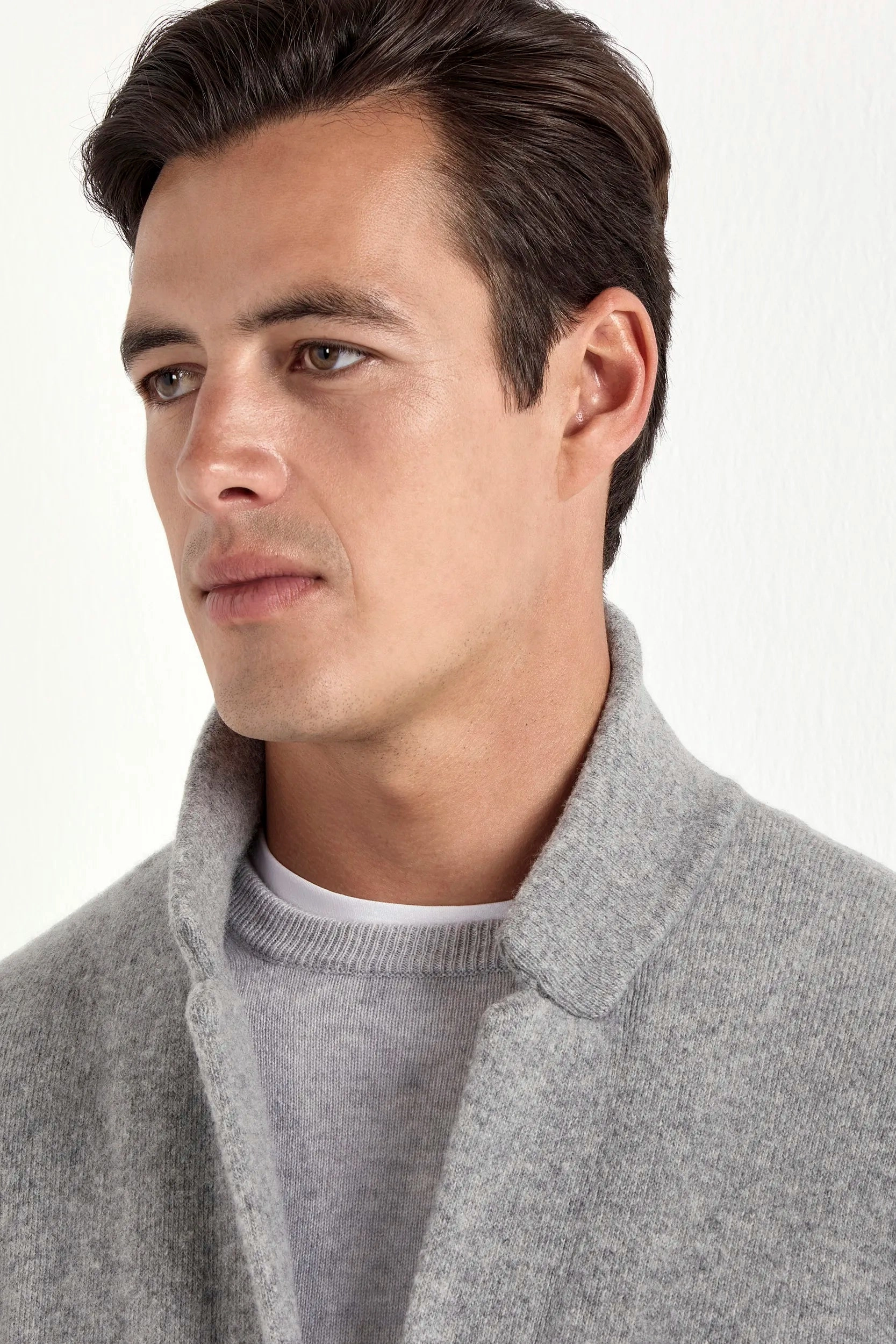 Light Reflective Trims Grey knitted jacket ?C wool and cashmere ?C Made in Italy