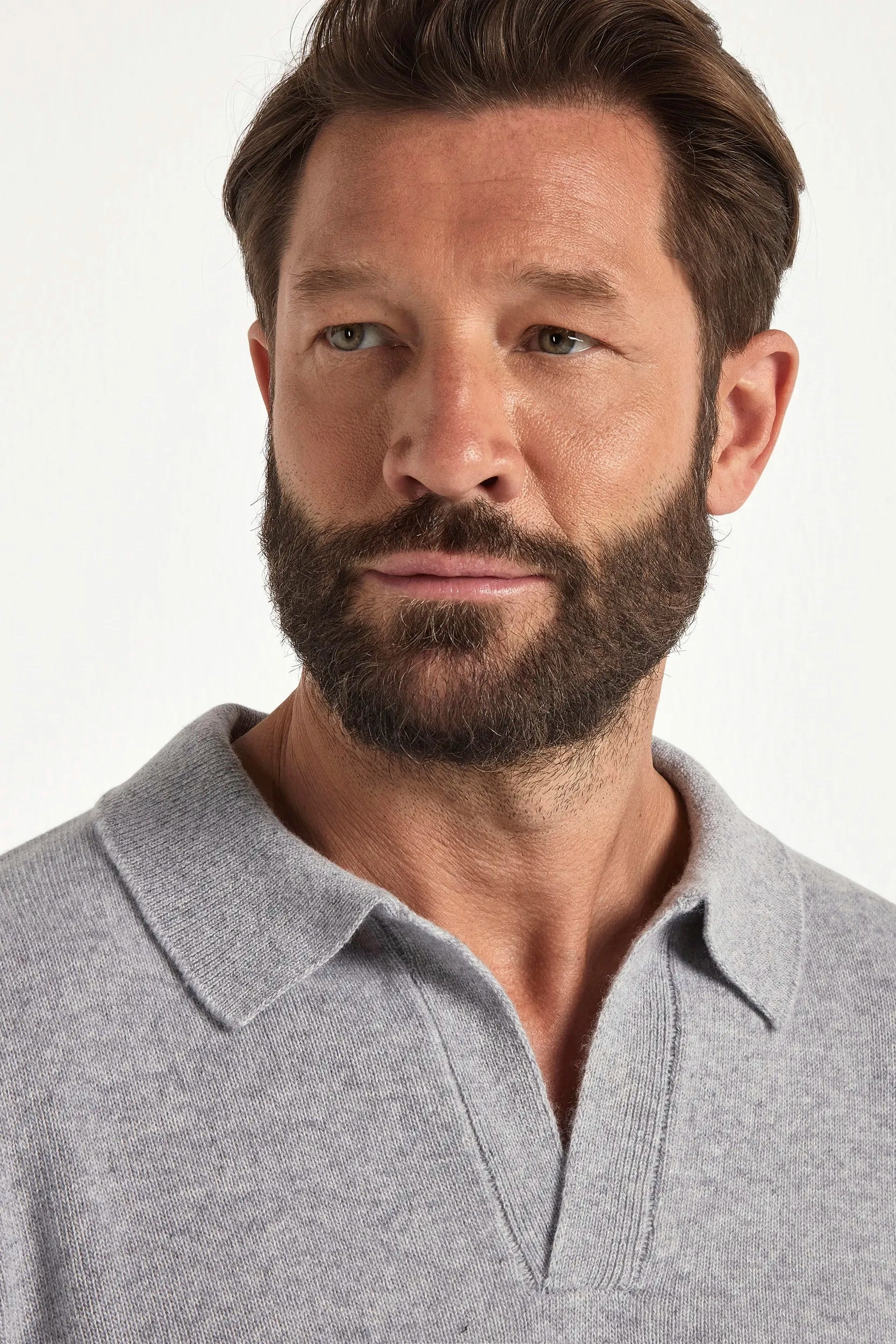 Grey wool polo - Made in Italy Dimensional Stability