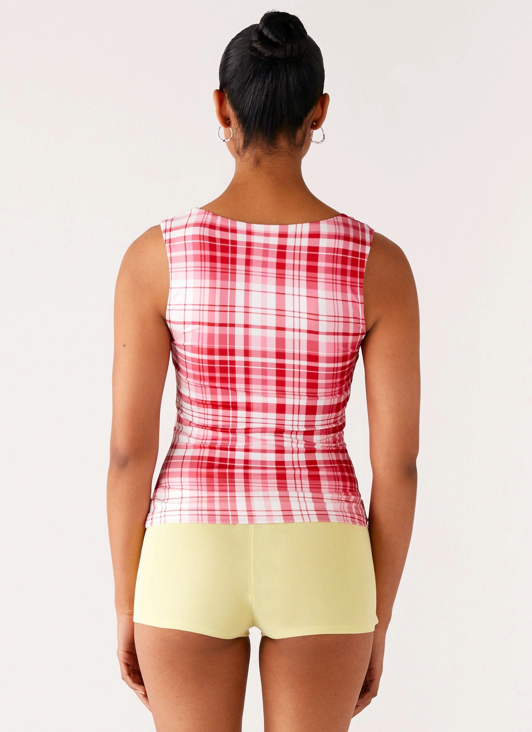 No Drama Strap Top - Pink Check with zippers weekday look