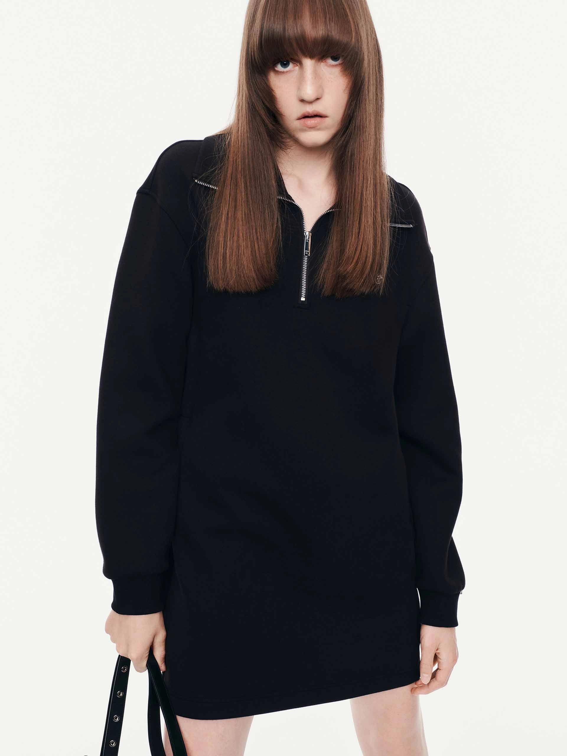 Vibrant color dress Elegant Piece Half Zipper Jumper Dress